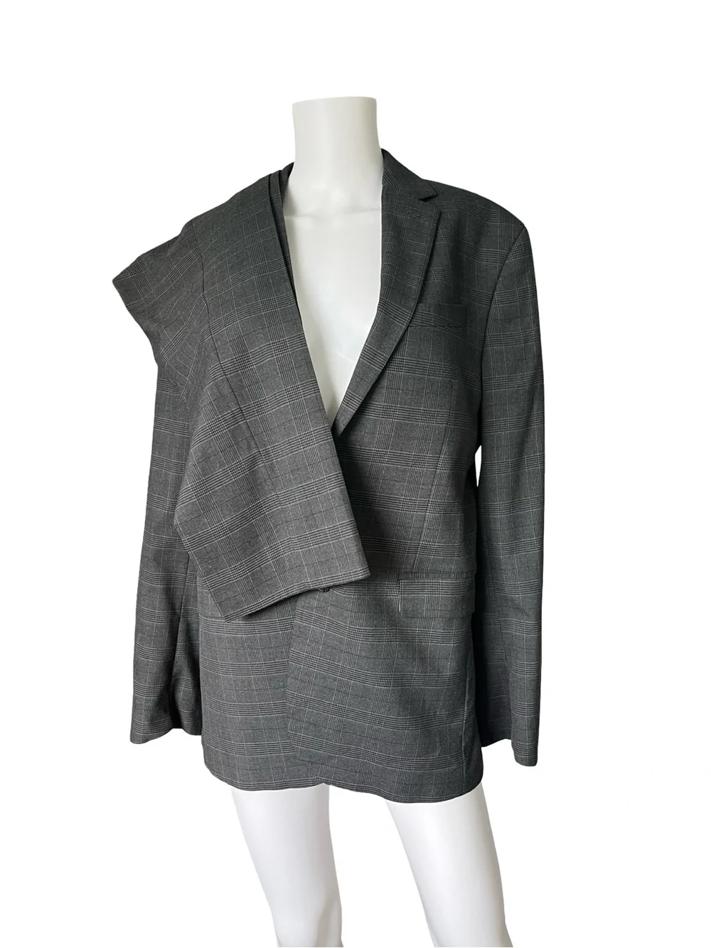 Banana Republic Factory Two Piece Suit Gray Houndstooth Plaid Neutral Mens